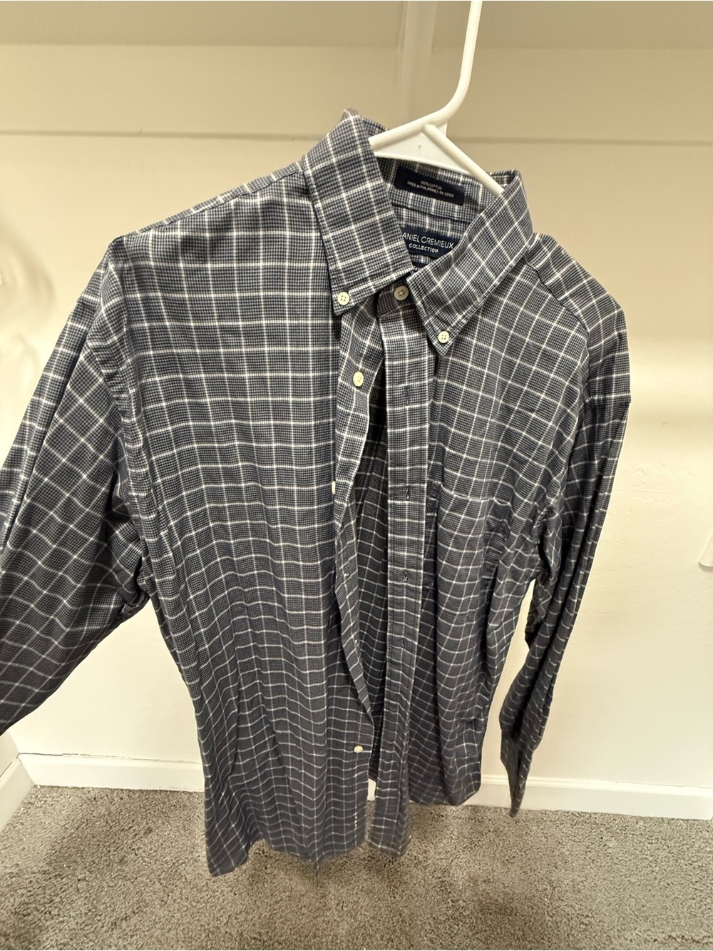 Daniel Cremieux Gray Blue Windowpane Button-Down Shirt